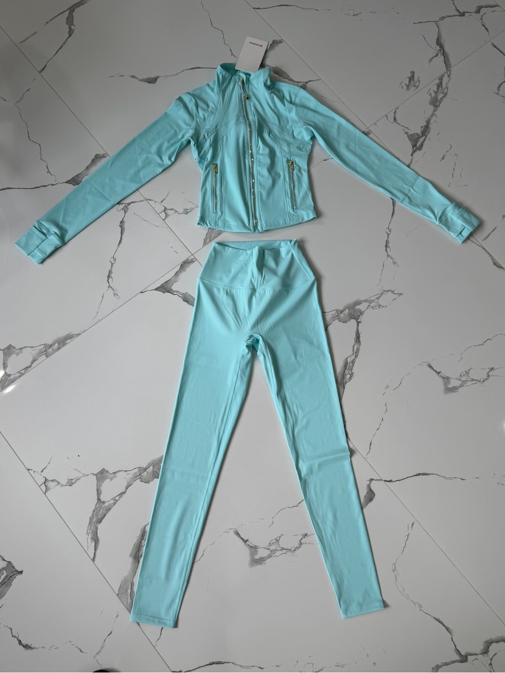 Light Blue Women's Active Jacket & Legging Set